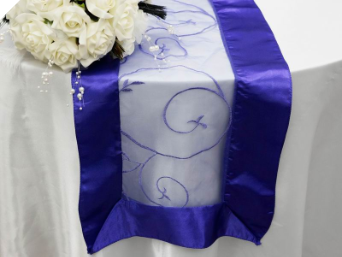 Motif Embroidery Table Runner - Royal Blue
