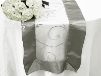 Motif Embroidery Table Runner - Silver