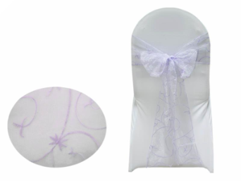 Motif Embroidery Chair Sash - Lavender