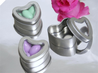 Silver Heart Mint Tins x 10