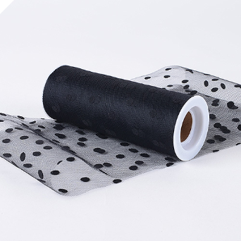 Polka Dot Tulle Roll 15.24cm x 9.14m - Black
