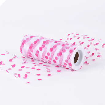Polka Dot Tulle Roll 15.24cm x 9.14m - Fuchsia/Hot Pink