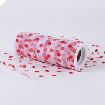 Polka Dot Tulle Roll 15.24cm x 9.14m - Red