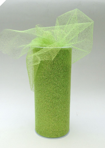 Glitter Tulle Roll 15.24cm x 22.86m - Apple Green