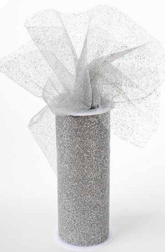 Glitter Tulle Roll 15.24cm x 22.86m - Silver (Out of Stock)