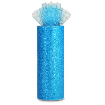 Glitter Tulle Roll 15.24cm x 22.86m - Turquoise