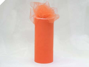 15.24cm x 22.86m Tulle Roll - Orange