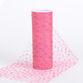Sparkle Dot Tulle Roll 15.24cm x 9.14m - Coral