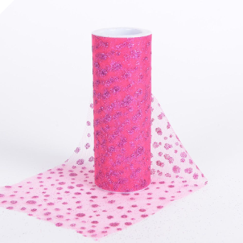 Sparkle Dot Tulle Roll 15.24cm x 9.14m - Fuchsia/Hot Pink