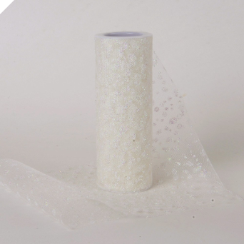 Sparkle Dot Tulle Roll 15.24cm x 9.14m - Ivory