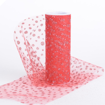 Sparkle Dot Tulle Roll 15.24cm x 9.14m - Red