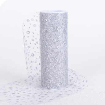 Sparkle Dot Tulle Roll 15.24cm x 9.14m - Silver