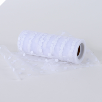 Polka Dot Tulle Roll 15.24cm x 9.14m - White