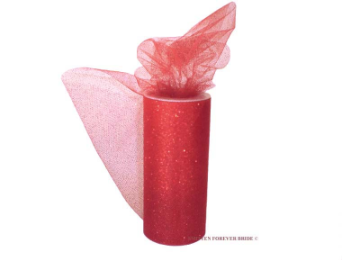 Glitter Tulle Roll 15.24cm x 9.14m - Red