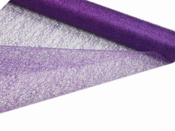 48.26cm x 9.14m Glittered Scrunch Mesh - Purple