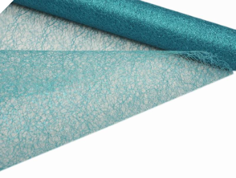 48.26cm x 9.14m Glittered Scrunch Mesh - Turquoise