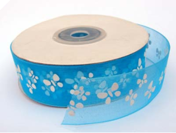 2.2cm Organza Butterfly Ribbon - Turquoise