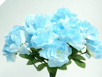 Silk Open Rose - Light Blue 1-bunch