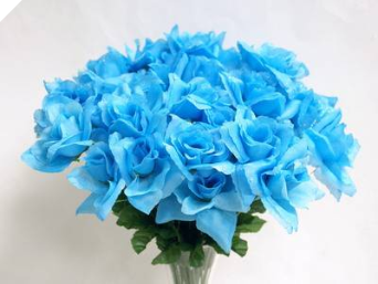 Silk Open Rose - Turquoise 1-bunch