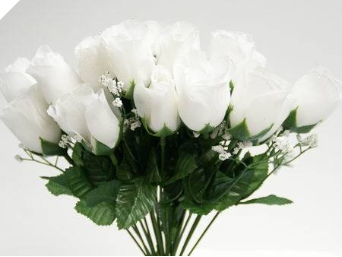 Silk Rose Buds - White 1-bunch