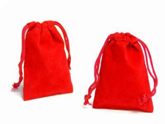 5.08 cm x 6.35 cm Red Velvet Bags-25/pk