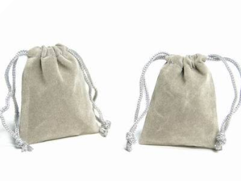 5.08 cm x 6.35 cm Silver Velvet Bags-25/pk
