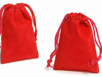 10.16 cm x 12.70 cm Red Velvet Bags-25/pk