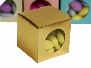 Window Cube Favour Box Gold-50pc