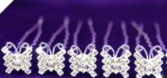 Silver Butterfly Wedding Hair Pins - 6 pk