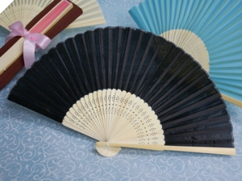 Asian Silk Folding Fans - Black