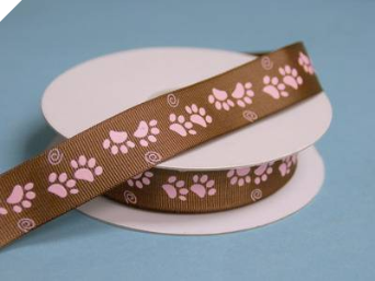 Cute Paw Grosgrain Ribbon - Chocolate (Out of stock)