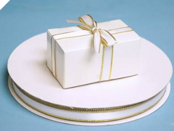 0.95 cm Satin Ribbon-White/Gold (out of stock)
