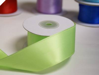 3.81 cm Wired Satin Ribbon - Apple Green