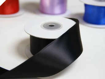 3.81 cm Wired Satin Ribbon - Black