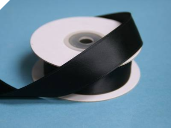 2.22 cm Wired Satin Ribbon - Black