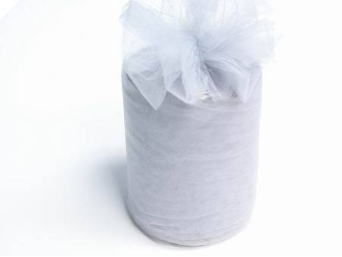 15.24cm x 91.44m Tulle Roll - Silver
