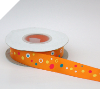 2.22cm Coloured Dots Satin Ribbon - Orange