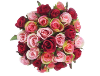 Silk Rose Bud Bouquet - Deep Rose - 30 buds