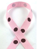 0.95 cm x 9.14metres Grosgrain Polka Dot -Pink with Chocolate dots