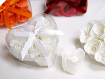 Heart Rose Soap Petals-White Heart Rose Soap Petals-White